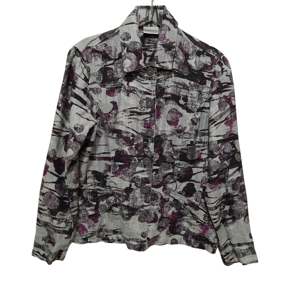 Chico's Linen Jacket Size Medium